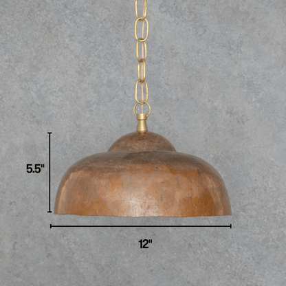 Tiered Copper Dome: Solid Hand-Forged Artisan Lighting with Aged Patina Finish
