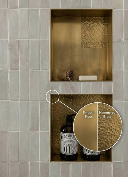 Unlacquered Solid Brass Shower Niche — Handmade Bathroom Shelf Double Shelves Niche