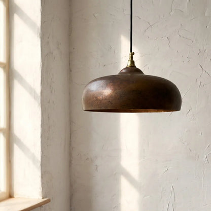 Vintage Rustic Patina Copper Pendant Light - Kitchen Island Ceiling Lamp