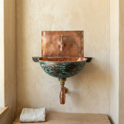 Oxidized Copper Wall Mount Sink Bathroom
