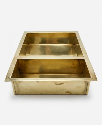 Unlacquered Solid Brass Shower Niche — Handmade Bathroom Shelf Double Shelves Niche