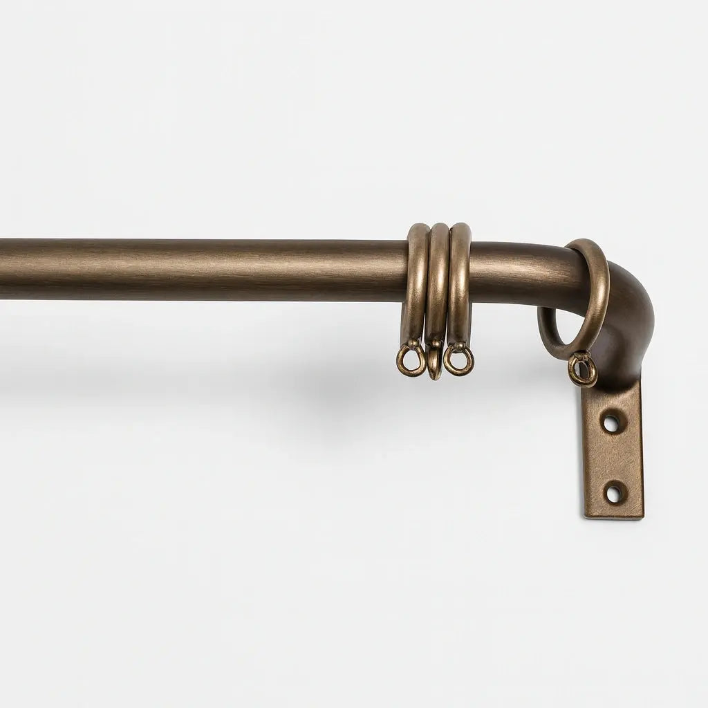 Antique Bronze French Return Curtain Rod - Unlacquered Brass