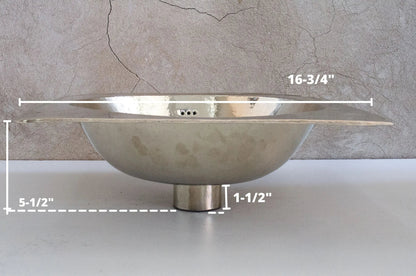 Antique German Silver Sink, Handcrafted Bathroom Drop-in Silver sink