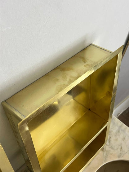 Unlacquered Solid Brass Shower Niche — Handmade Bathroom Shelf Double Shelves Niche