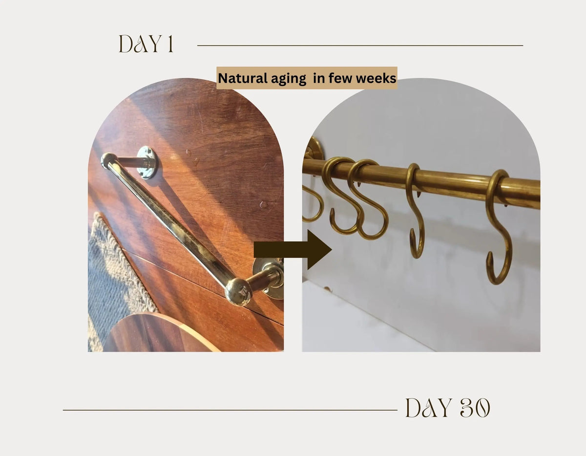 Unlacquered Brass Pot Rack, Solid Brass Kitchen Pot Rail