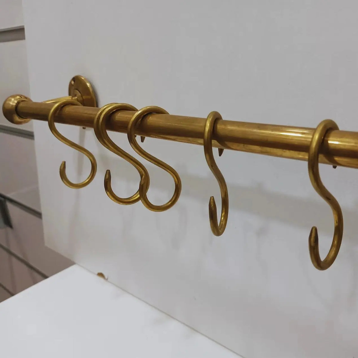 Unlacquered Brass Pot Rack, Solid Brass Kitchen Pot Rail