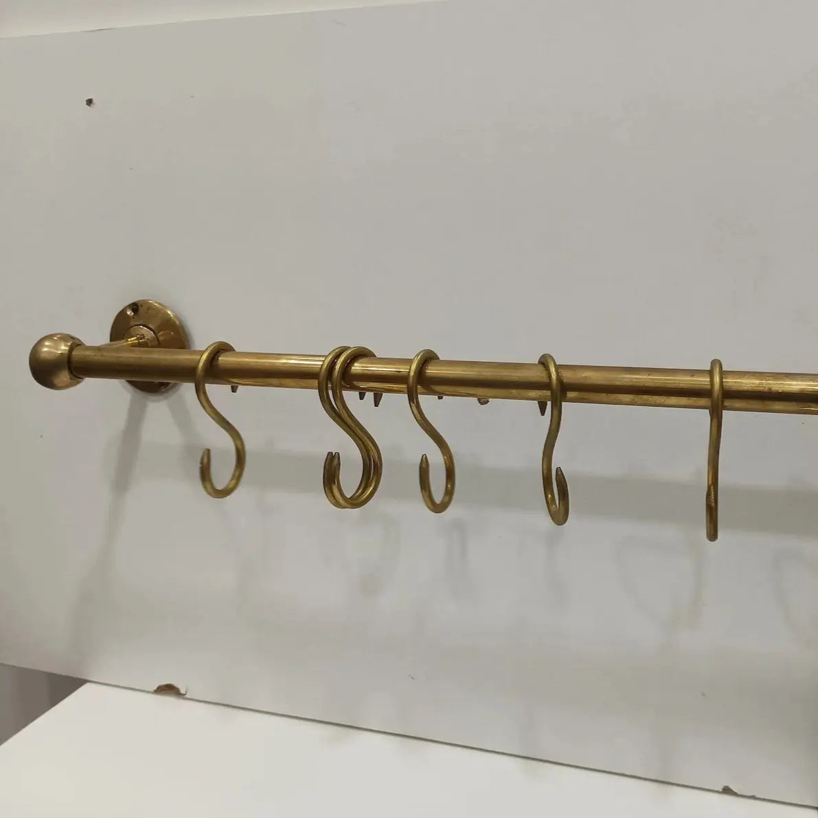 Unlacquered Brass Pot Rack, Solid Brass Kitchen Pot Rail