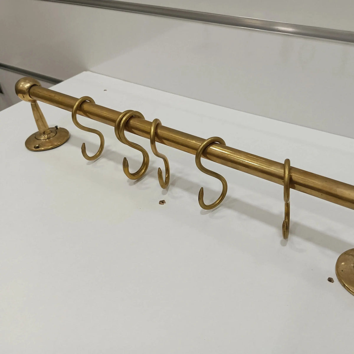 Unlacquered Brass Pot Rack, Solid Brass Kitchen Pot Rail