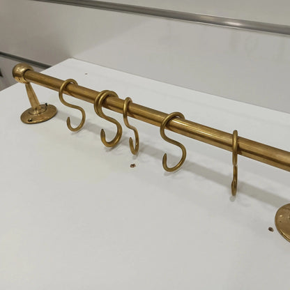 Unlacquered Brass Pot Rack, Solid Brass Kitchen Pot Rail