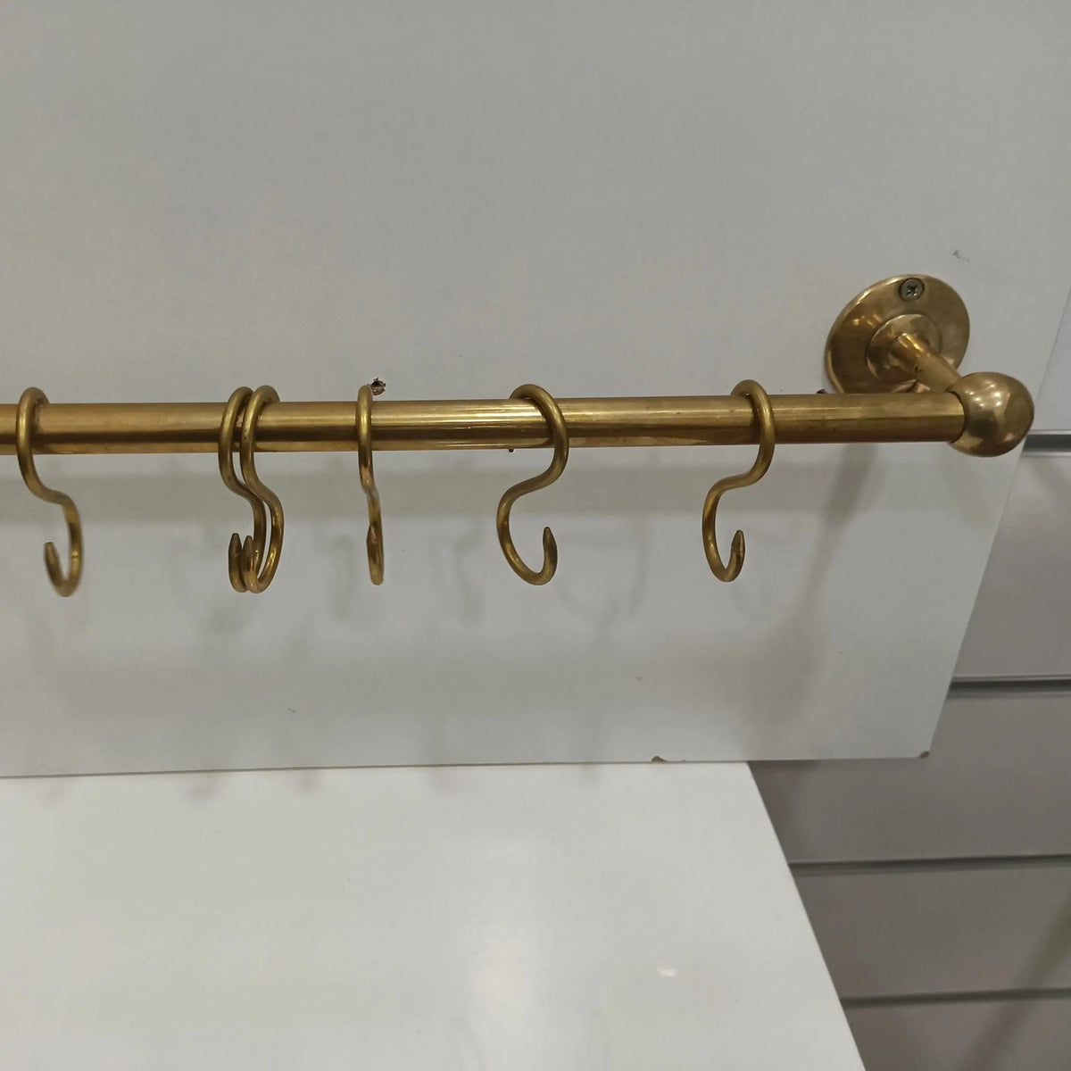 Unlacquered Brass Pot Rack, Solid Brass Kitchen Pot Rail