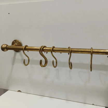 Unlacquered Brass Pot Rack, Solid Brass Kitchen Pot Rail