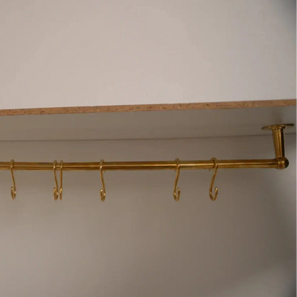 Ceiling Mounted Brass Rod with S-Hooks – Rustic Heavy Duty Hanging Bar