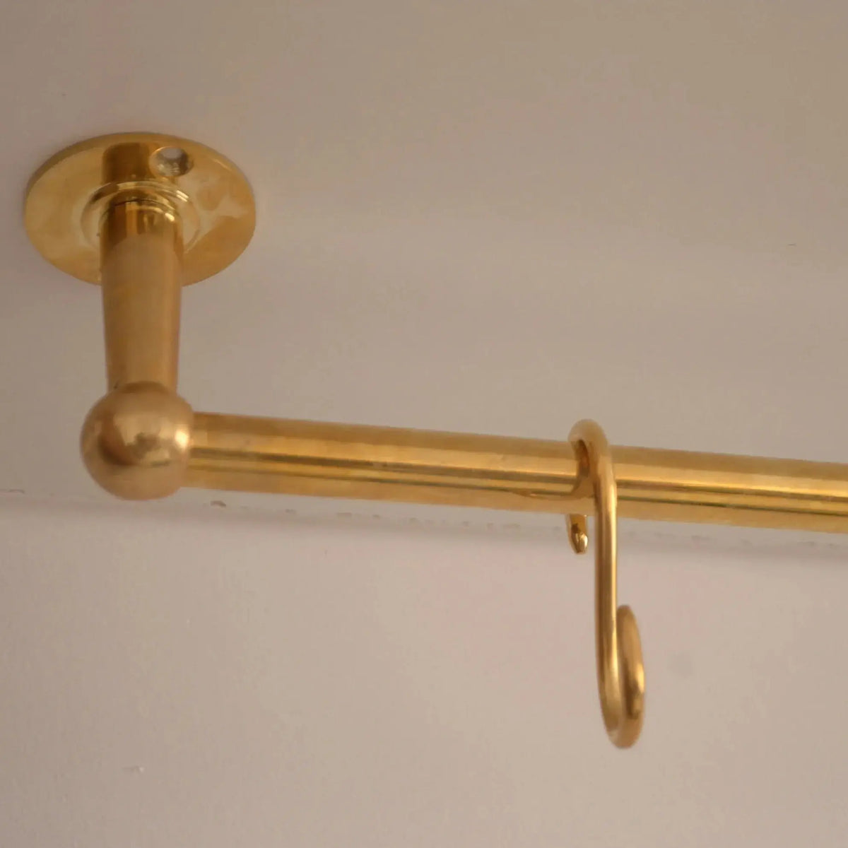 Ceiling Mounted Brass Rod with S-Hooks – Rustic Heavy Duty Hanging Bar