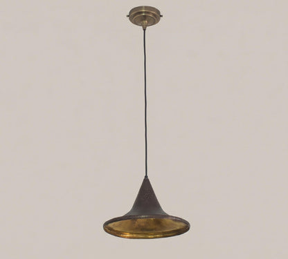 Hand Hammered Antique Brass Pendant Light, Black Dome Hanging Lamp for Kitchen Island