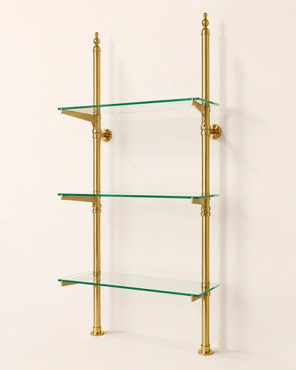 Brass Bistro Shelving, Kitchen Open Shelving, Unlacquered Brass Display Shelving