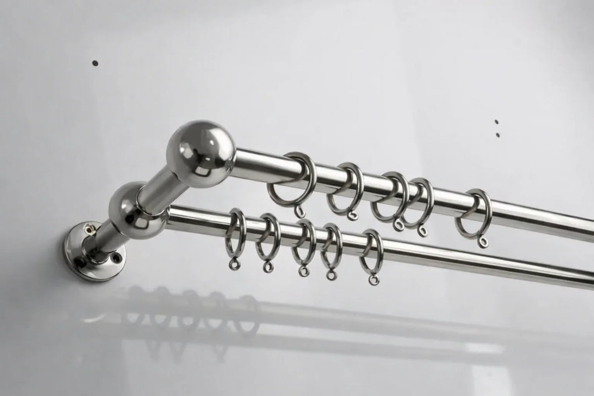 Solid Brass Double Curtain Rod,Nickel Finish– 20 mm Diameter