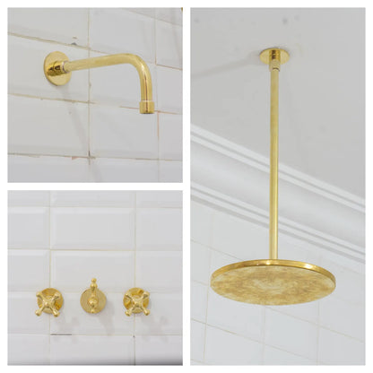 Solid Brass 2-Outlet Shower System,  Ceiling Rainfall Shower With Tub Filler