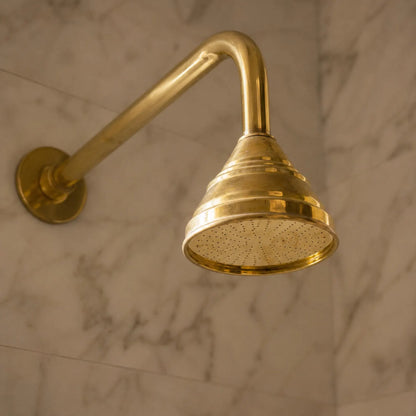 Vintage Solid Brass 4-Inch Rain Shower Head, Farmhouse Bell Design