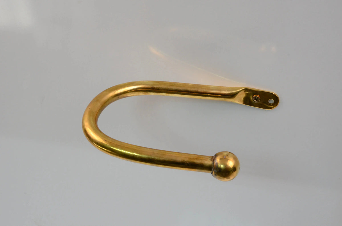 Brass Curtain Holdback, Minimalist U Shape Drapery Tieback