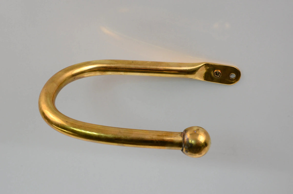 Brass Curtain Holdback, Minimalist U Shape Drapery Tieback