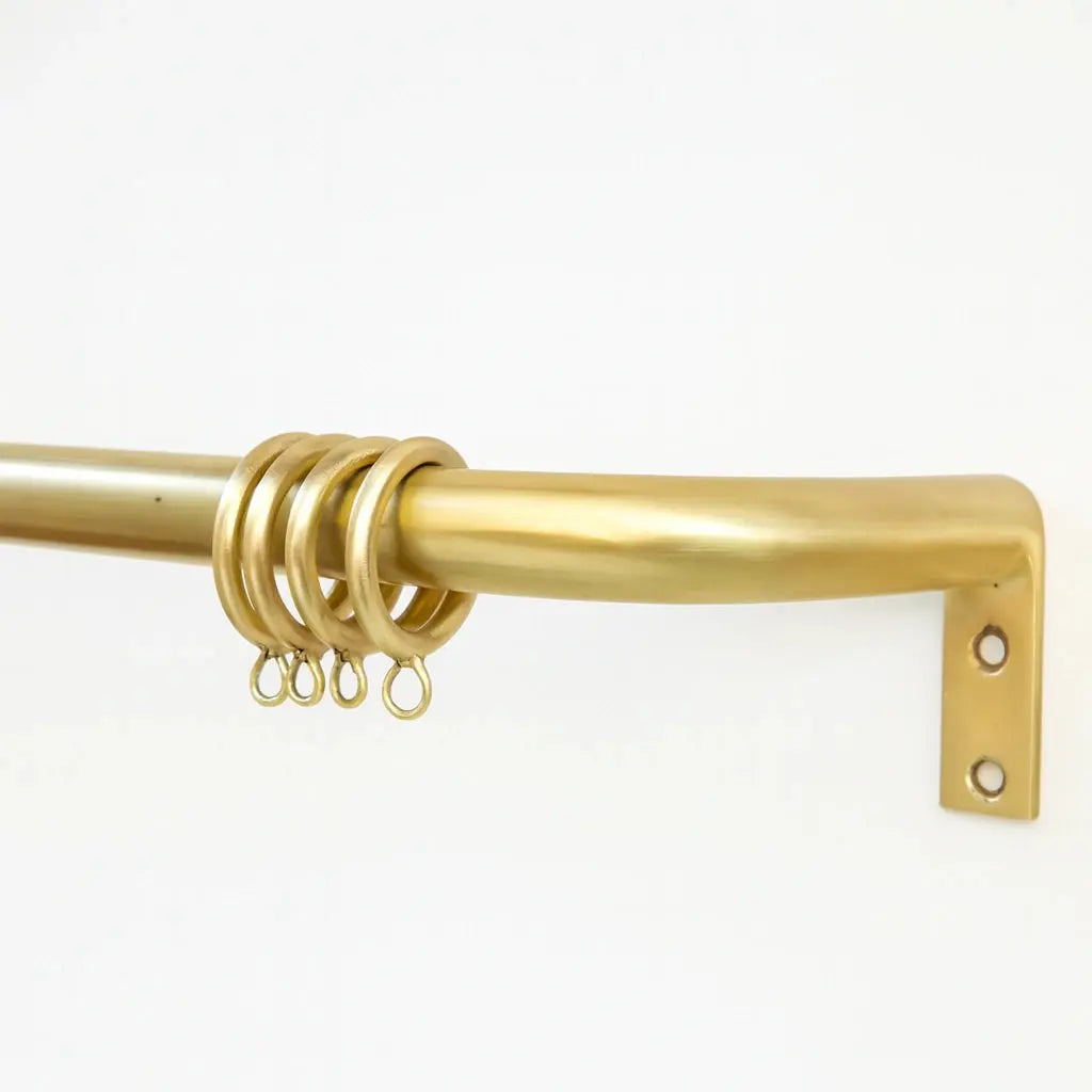 Unlacquered Brass Cafe Curtain Rod With Solid Brass Rings