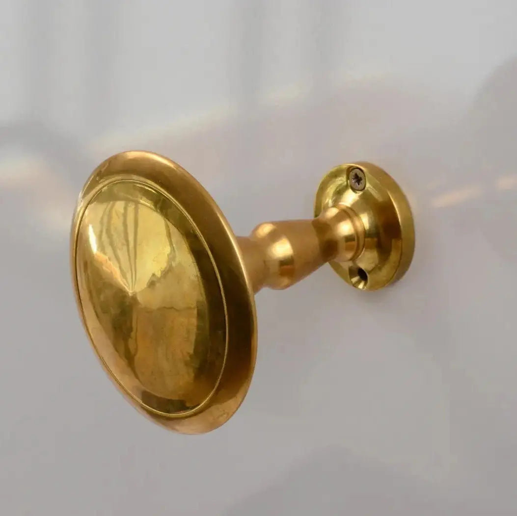 Brass Curtain Tieback, Round Vintage Drapery Holdback , DDP shipping