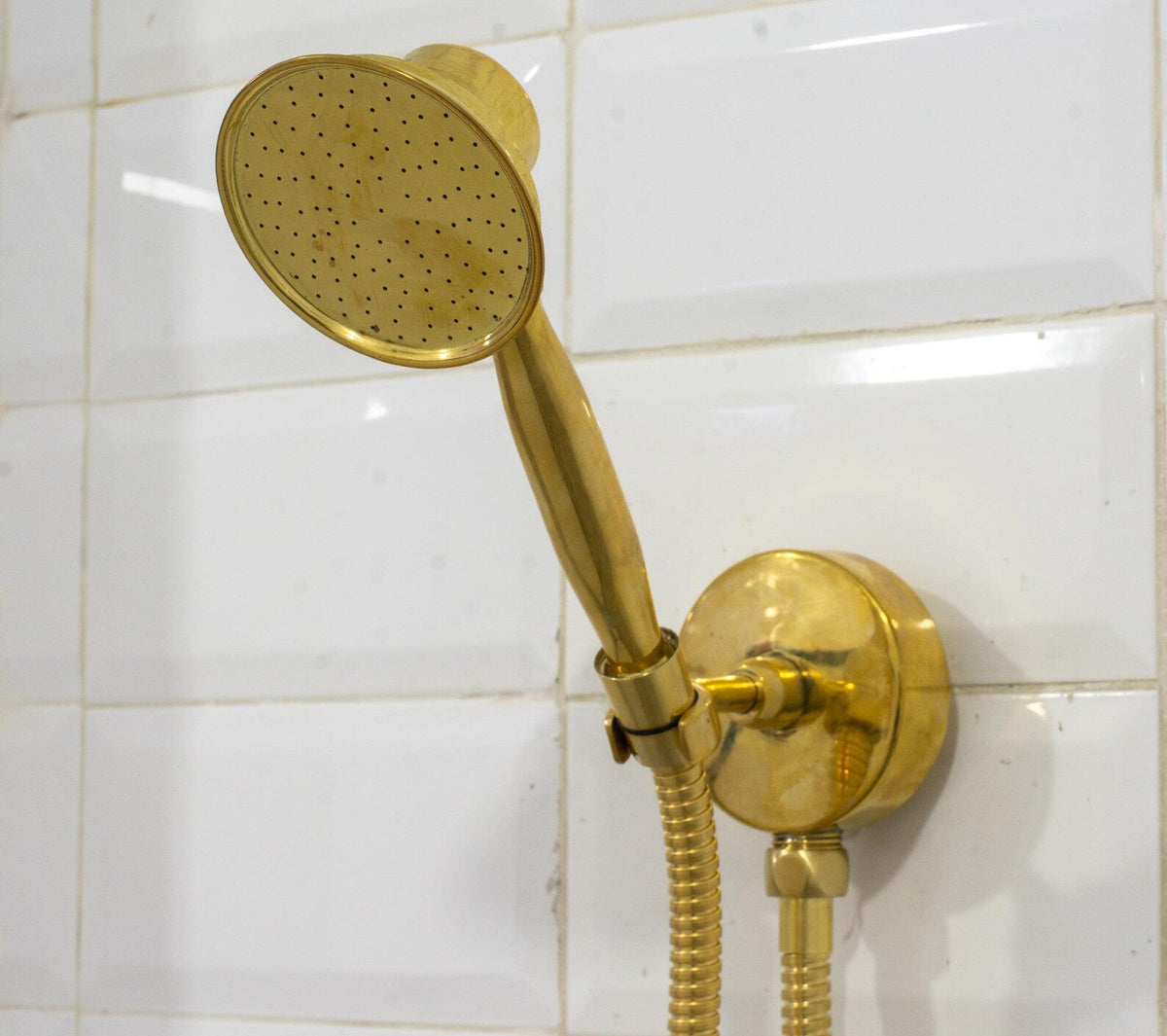 Unlacquered Brass Handheld Shower With Hose, High Pressure Shower Wandhand