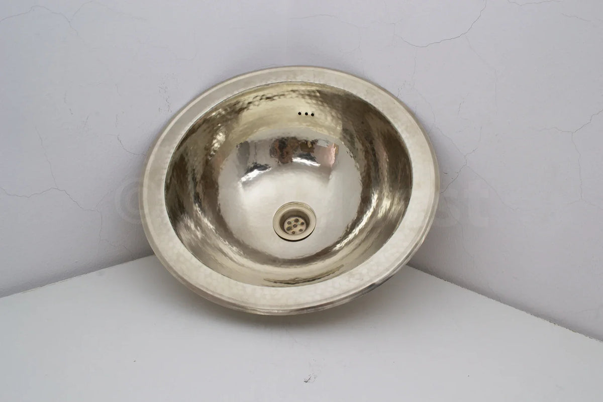 Handcrafted Solid German Silver Sink, Drop In Customizable German Silver Sink (14,5”)