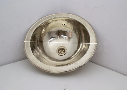 Handcrafted Solid German Silver Sink, Drop In Customizable German Silver Sink (14,5”)