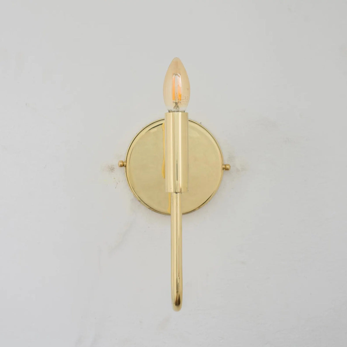 Solid Brass Wall Sconce with Linen Shade, Vintage Modern Bedside Reading Light