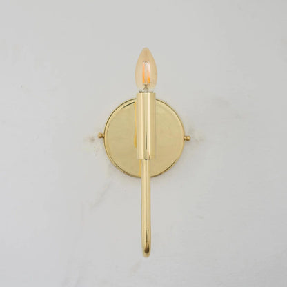 Solid Brass Wall Sconce with Linen Shade, Vintage Modern Bedside Reading Light