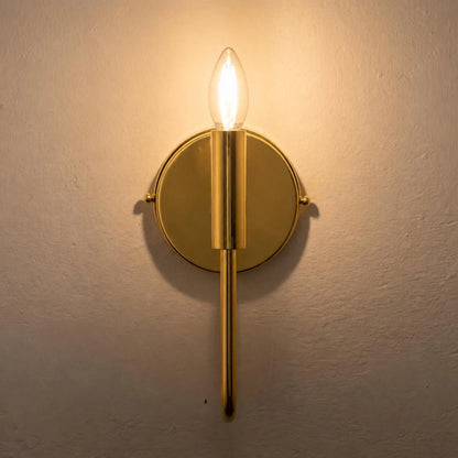 Solid Brass Wall Sconce with Linen Shade, Vintage Modern Bedside Reading Light