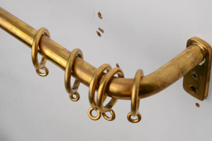 Burnished Unlacquered Brass French Return Curtain Rod, 20 mm Diameter