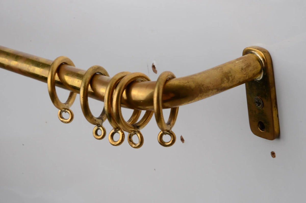 Burnished Unlacquered Brass French Return Curtain Rod, 20 mm Diameter