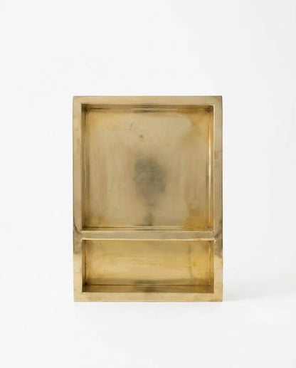 Unlacquered Solid Brass Shower Niche — Handmade Bathroom Shelf Double Shelves Niche