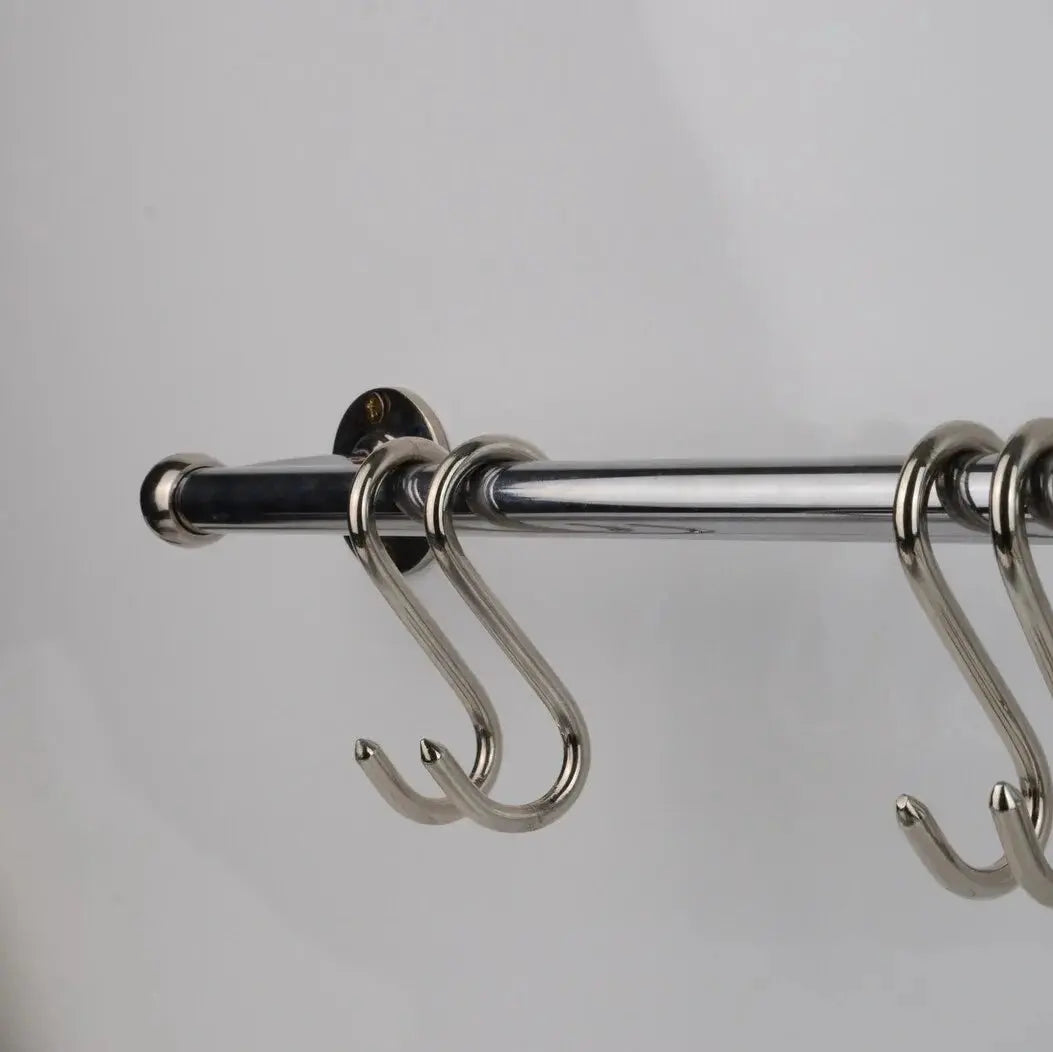 Chrome Pot Rail, Chromed Solid Brass Pot Rack For Kitchen Organization