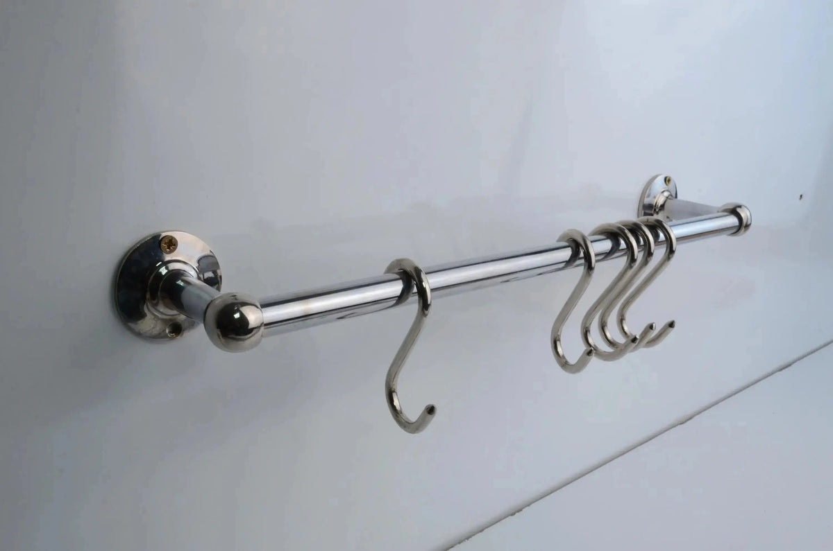 Chrome Pot Rail, Chromed Solid Brass Pot Rack For Kitchen Organization
