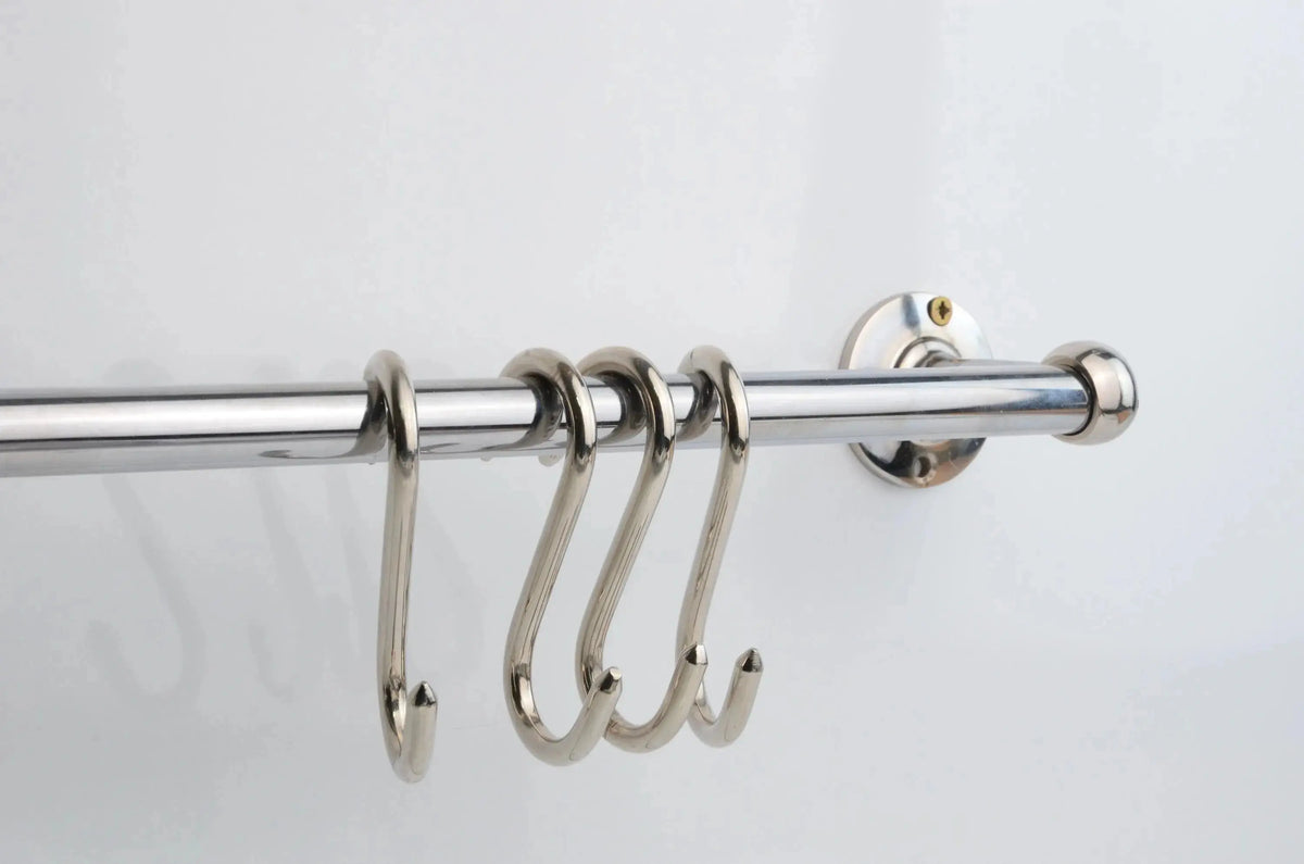 Chrome Pot Rail, Chromed Solid Brass Pot Rack For Kitchen Organization