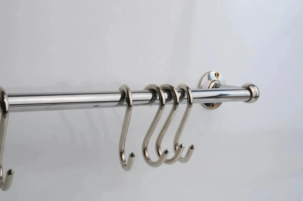 Chrome Pot Rail, Chromed Solid Brass Pot Rack For Kitchen Organization