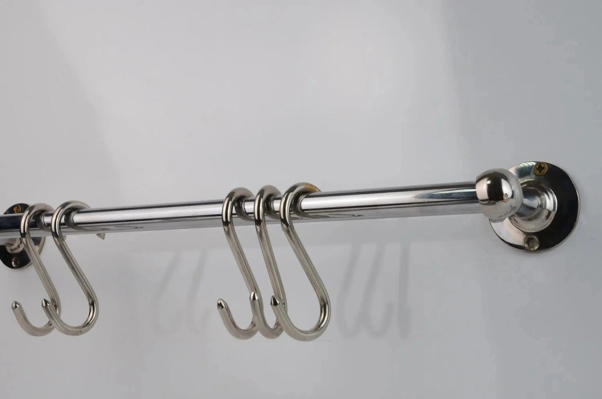 Chrome Pot Rail, Chromed Solid Brass Pot Rack For Kitchen Organization