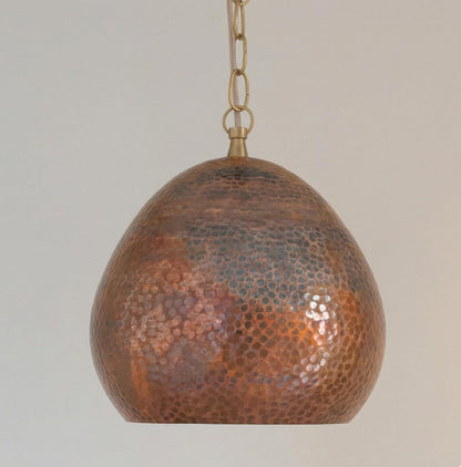 Hand-Hammered Solid Copper Teardrop Pendant Light - Moroccan Brass Fixture for Kitchen Islands & Dining Rooms
