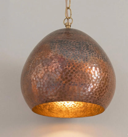 Hand-Hammered Solid Copper Teardrop Pendant Light - Moroccan Brass Fixture for Kitchen Islands & Dining Rooms