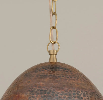 Hand-Hammered Solid Copper Teardrop Pendant Light - Moroccan Brass Fixture for Kitchen Islands & Dining Rooms