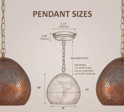 Hand-Hammered Solid Copper Teardrop Pendant Light - Moroccan Brass Fixture for Kitchen Islands & Dining Rooms