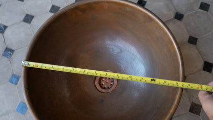 Copper Vessel Sink Basin Solid Bathroom Vessel Vanity, Light Hammered