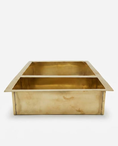 Unlacquered Solid Brass Shower Niche — Handmade Bathroom Shelf Double Shelves Niche