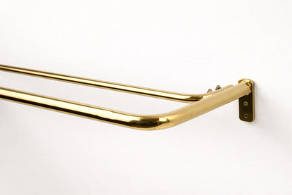 French Return Brass Double Curtain Rod With Solid Brass Rings For Drapery