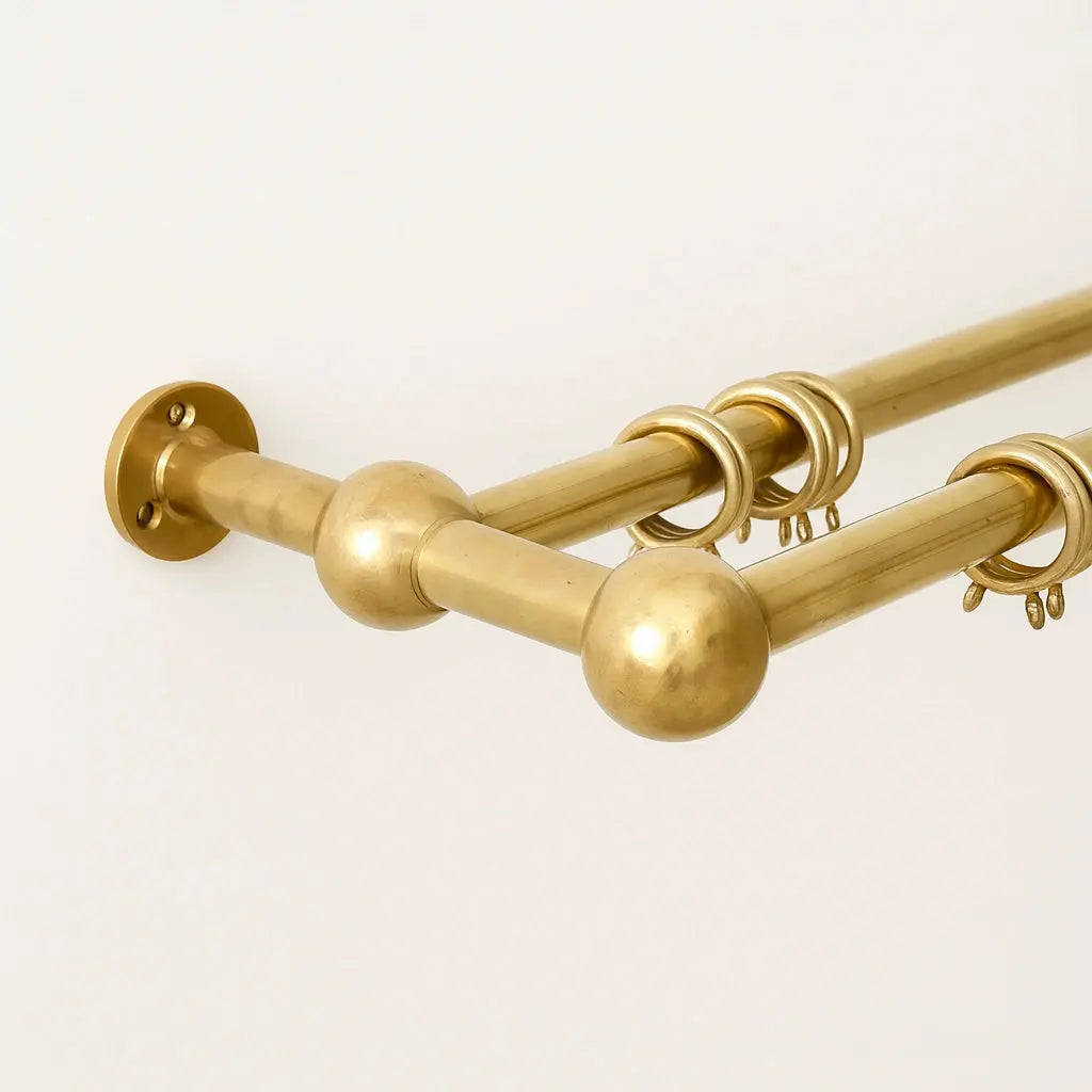 Double Brass Curtain Rod With Rings,DDP shipping