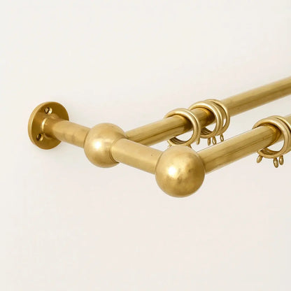 Double Brass Curtain Rod With Rings,DDP shipping
