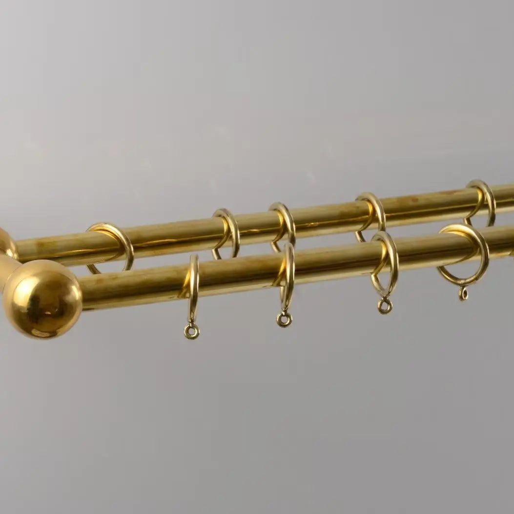 Double Brass Curtain Rod With Rings,DDP shipping